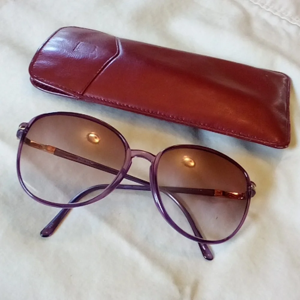 Tura Sunglasses Purple Frames EUC In  Red Leather Case Model ? 887?